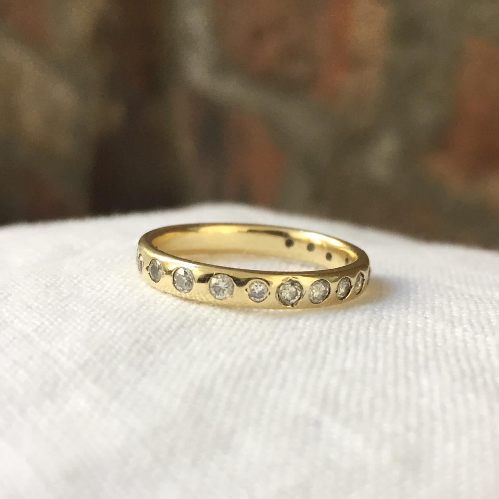 14k Solid Yellow Gold Natural Diamond Band